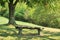 Bench by rotunda of St. Peter and Paul, town of Stary Plzenec, Czech Republic