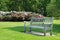 Bench seat in an english park in early Spring