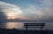 Bench at sunset in Umag