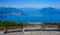 Benches in a mountain with a view to a lake