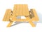 Benches with a picnic table in the garden or park 3d render illustration