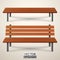 Benches set. Park wooden benches isolated. Vector