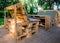 Benches and table made of euro pallets