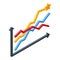 Benchmark graph chart icon isometric vector. Indicator performance