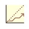 Benchmark and increasing graph or chart vector icon design with up arrow. 48x48 pixel perfect and editable stroke.