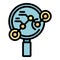 Benchmark magnifier icon vector flat