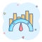 Benchmark measure icon in comic style. Dashboard rating vector cartoon illustration on white isolated background. Progress service