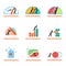 Benchmarking concept logo, vector icon set