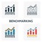 Benchmarking icon set. Four elements in diferent styles from business management icons collection. Creative benchmarking icons