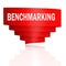 Benchmarking  word with red curve banner