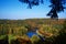 Bend of the Gauja River among the forest in Sigulda in autumn. Latvia