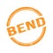 BEND text written on orange grungy round stamp