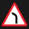 Bend to left warning sign flat icon