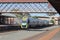 The Bendigo to Melbourne V/Line passenger train departs Bendigo railway station