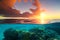 Beneath the Surface: A Mesmerizing Sunset Ocean View from Underwater with Generative AI