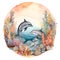 beneath the waves with the Watercolor Dolphin Under the Sea. This enchanting artwork showcases the grace and beauty of dolphins as