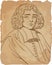 Benedictus spinoza in line art portrait, vector