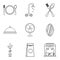 Benefit icons set, outline style