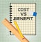 Benefit Versus Cost Book Means Value Gained Over Money Spent - 3d Illustration