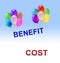 Benefit Versus Cost Word Means Value Gained Over Money Spent - 3d Illustration