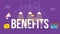 Benefits big word or text with team people and money cash with light on top with modern flat style - vector