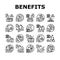 Benefits For Business Collection Icons Set Vector