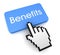 Benefits button concept 3d illustration