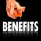 Benefits concept on black background