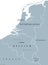 Benelux countries, gray political map