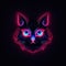 Benga cat. Neon outline icon with a light effect