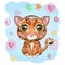 Bengal cat with beautiful eyes in cartoon style, hybrid, colorful illustration for children