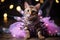 Bengal Cat Dressed As A Fairy At Work