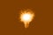 Bengal fire in lamp bulb isolated on brown background. New idea concept