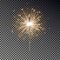 Bengal fire. New year sparkler candle isolated on transparent background. Realistic vector light eff