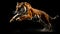 Bengal tiger walking staring, fierce, majestic, striped fur generated by AI