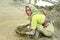 Bengal very old women working in gravel pit