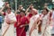 Bengali women performing Durga Puja