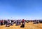 Bengaluru India February 20, 2019 Eager and excited crowd with school students looking at an air show