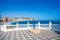 Benidorm balcon del Mediterraneo sea from white balustrade