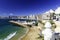 Benidorm balcony - view of Poniente beach, port, skyscrapers and mountains, Spain