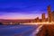 Benidorm skyline at sunset beach in Alicante