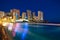 Benidorm skyline at sunset beach in Alicante