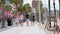 Benidorm, Spain, 14 June, 2020: People enjoy sunny day in Benidorm Levante beach promenade. Popular spanish resort after