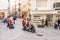 Benidorm, Spain - January 29, 2018: Womans using hired mobility scooters in the street of Benidorm, Spain