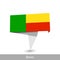 Benin Country flag. Folded ribbon banner flag