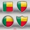 Benin Flag in 4 shapes collection with clipping path