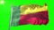 Benin flag seamless looping 3D rendering video. Beautiful textile cloth fabric loop waving