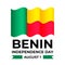 Benin Independence Day lettering with flag. National holiday celebrate on August 1. Easy to edit vector template for