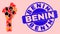 Benin Map Collage of Flame and Homes and Distress Benin Seal Stamp