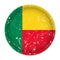 Benin - round metal scratched flag, holes
